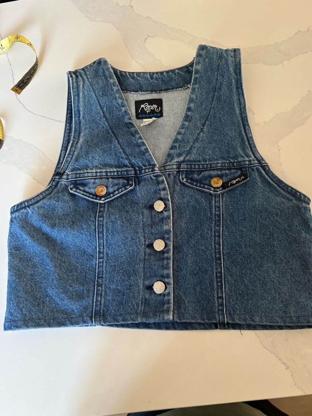 90’s Vintage Roper Blue Denim cropped Vest
